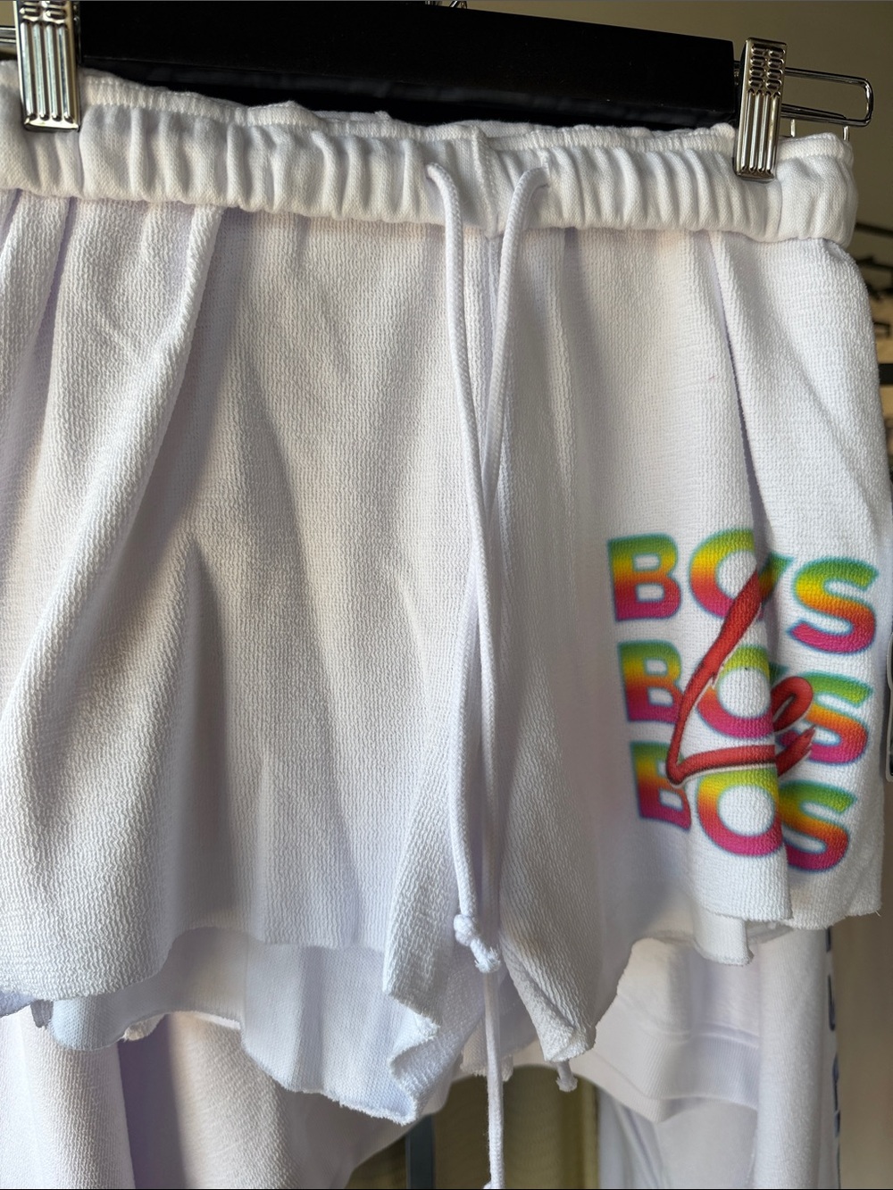 Boys Lie White Skirted Drawstring Shorts with Rainbow Logo